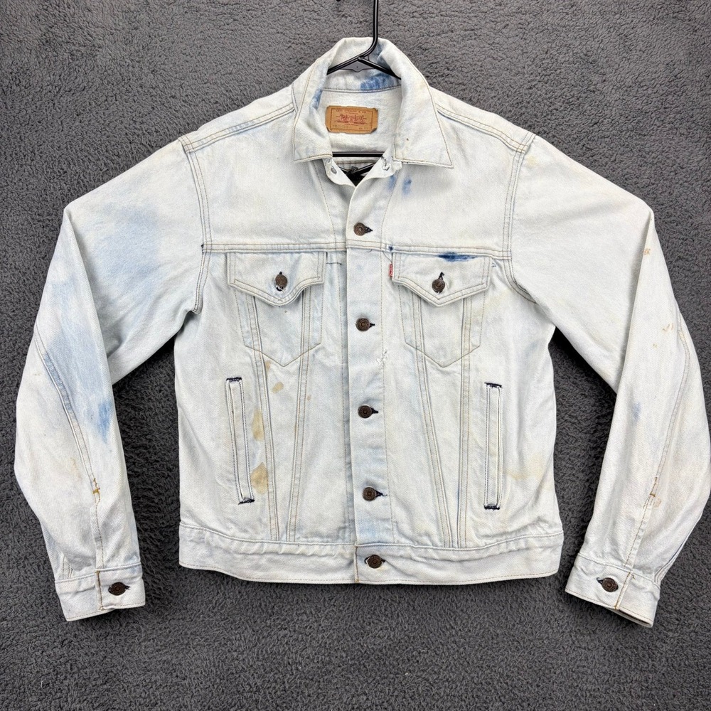 Vintage Levi Strauss & Co. Denim Jacket Trucker Style Bleach Wash Size 44L USA